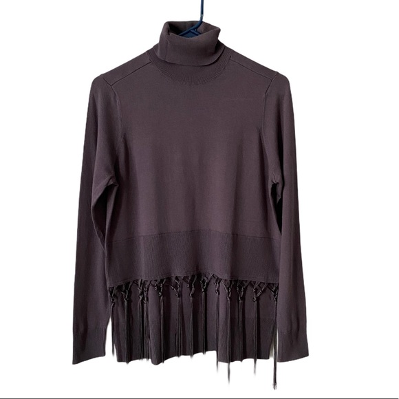 Diane Gilman Purple Fringe Turtleneck Sweater NWT - Picture 1 of 9